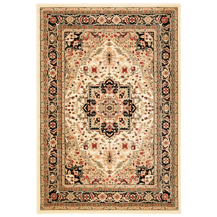 Charlton Home® Truffi Oriental Beige/Black Area Rug Wayfair